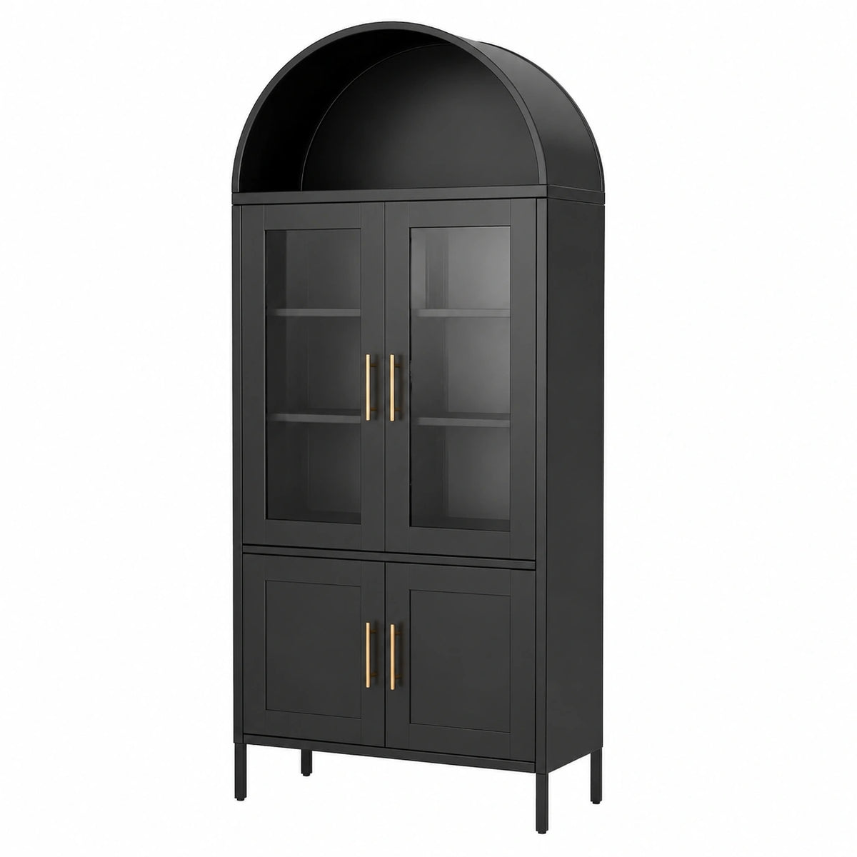 Armoire, en métal et verre, avec rangement, avec portes, coloris noir, 185 x 80 x 40 cm, pour la chambre