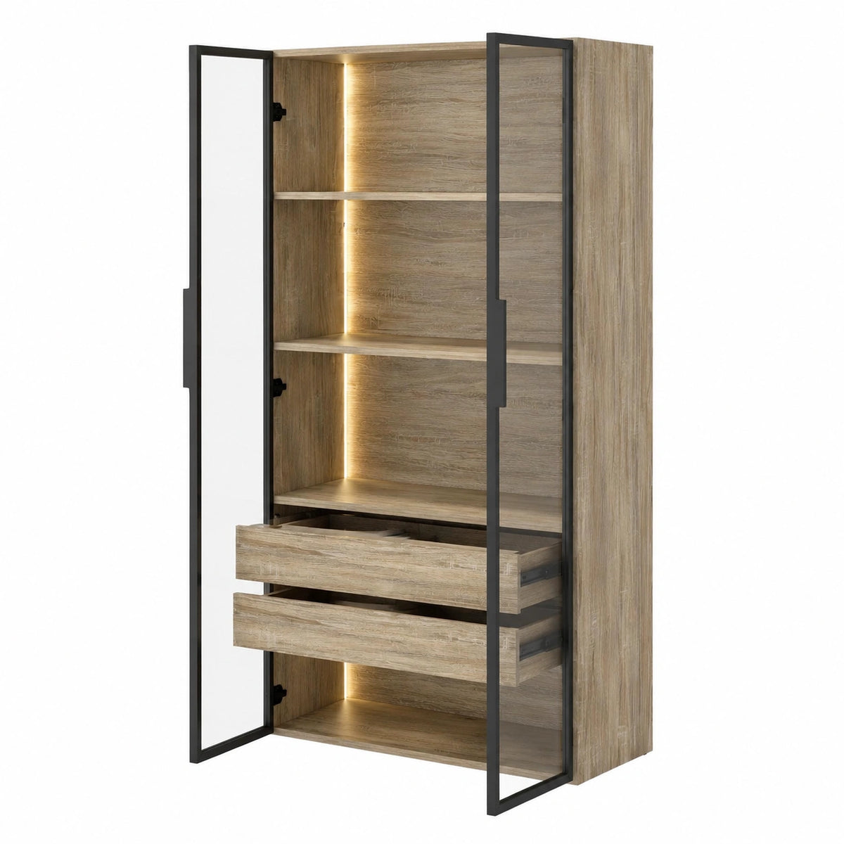 Armoire, réglable, avec rangement, avec tiroirs, en verre, pour la chambre