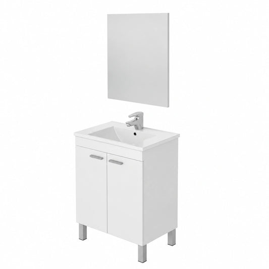 Ensemble de meubles de salle de bain, avec portes, coloris blanc, pour la salle de bain