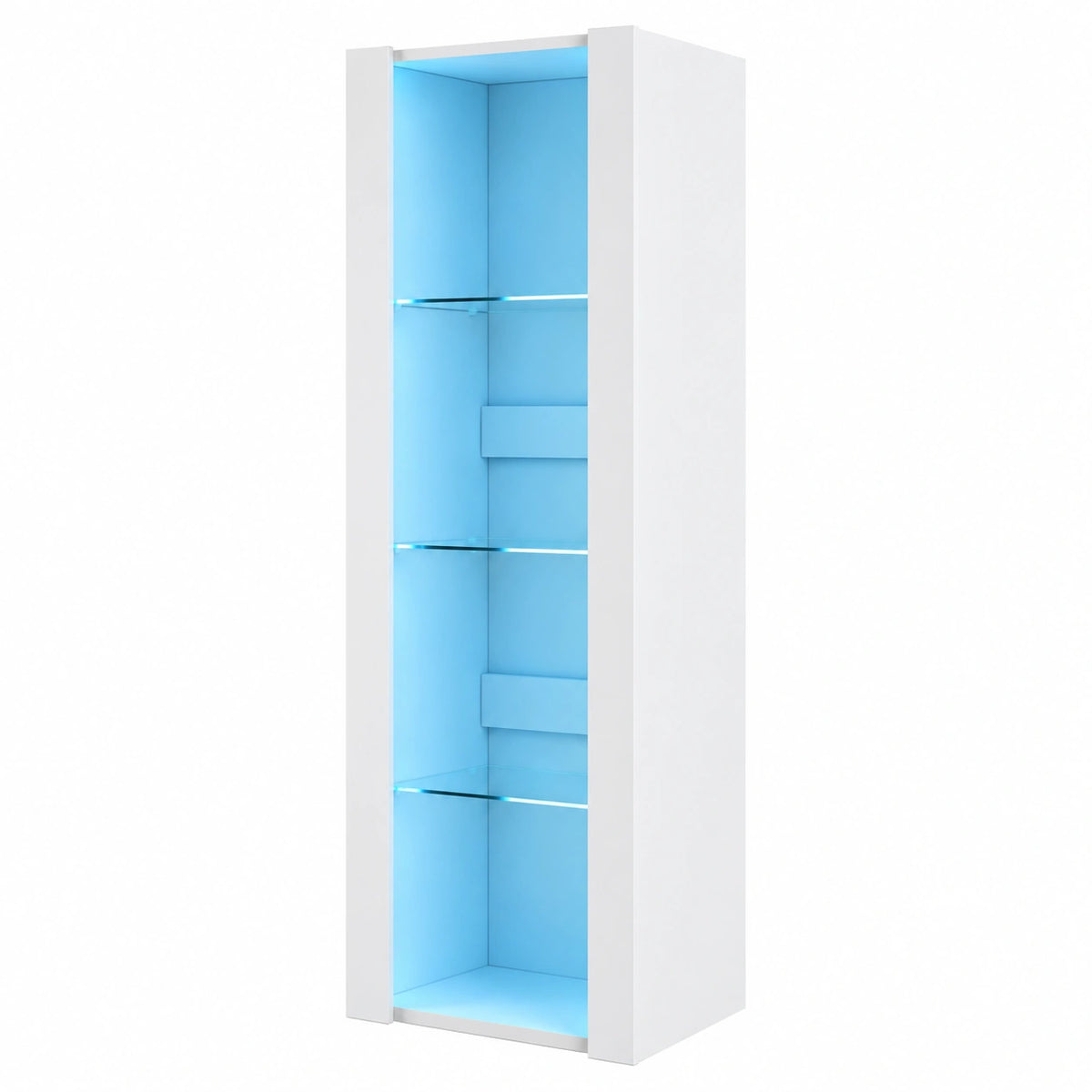 Bureau, avec rangement, avec éclairage LED, coloris blanc, 55 x 35 x 166 cm, pour l’espace de travail