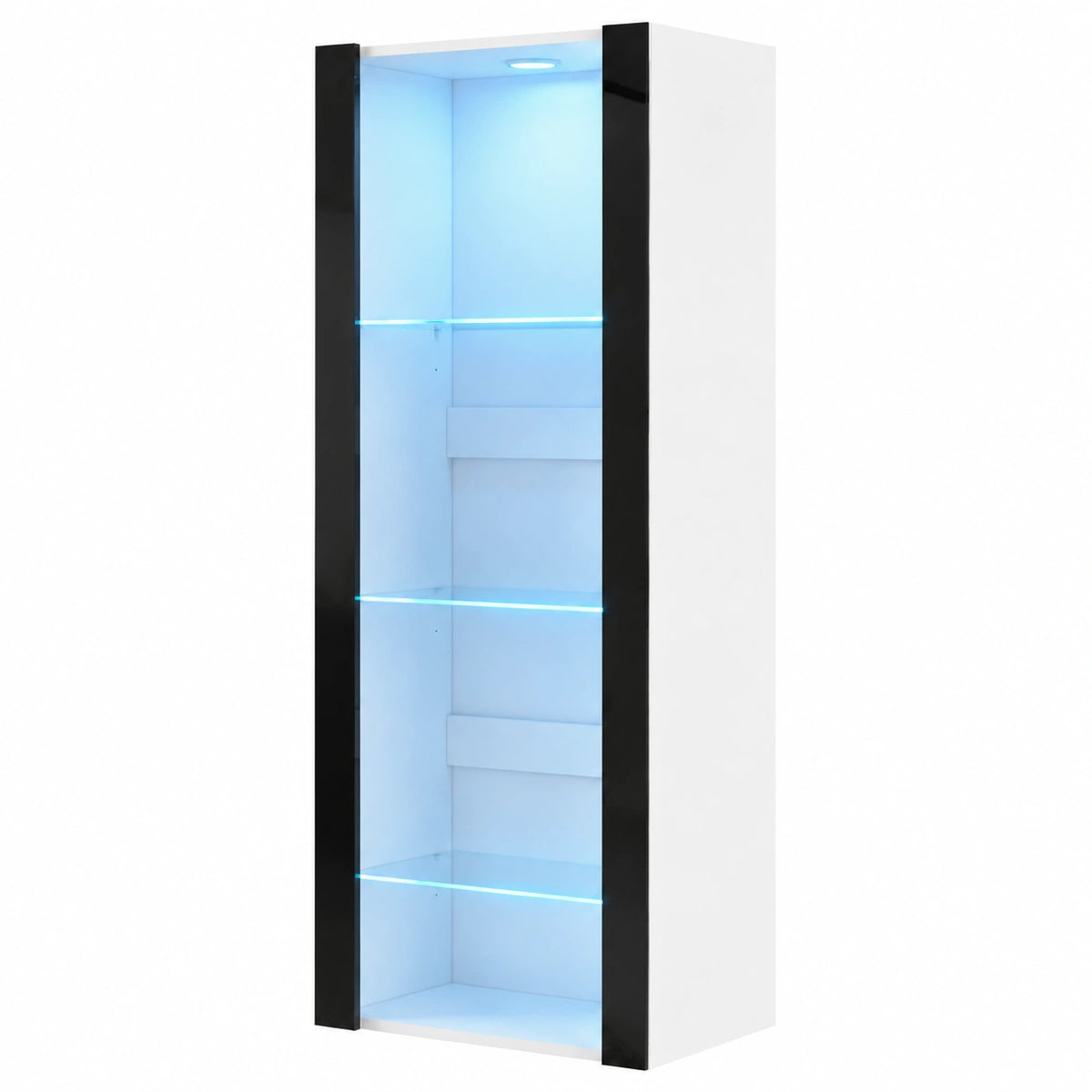 Bureau, avec rangement, avec éclairage LED, coloris noir et blanc, 55 x 35 x 166 cm, pour l’espace de travail