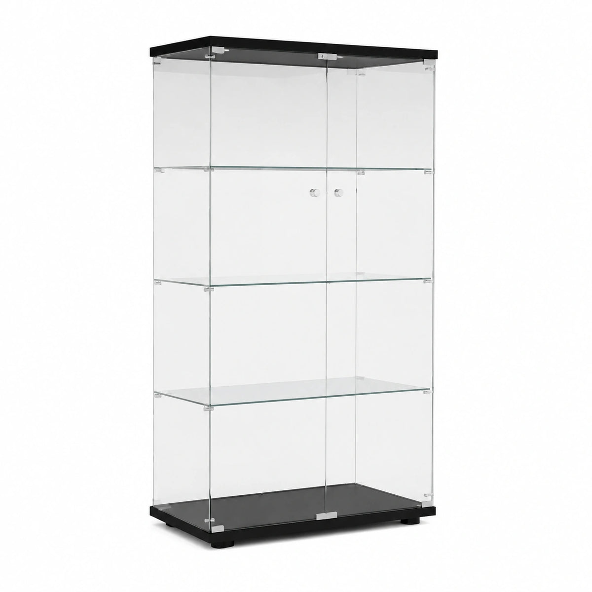Bureau, avec portes, avec éclairage LED, en verre, coloris noir, pour l’espace de travail