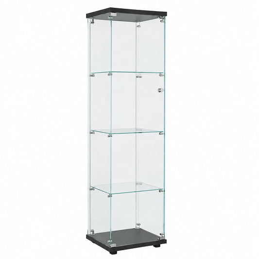 Bureau, avec étagères, avec portes, en verre, coloris transparent, pour l’espace de travail