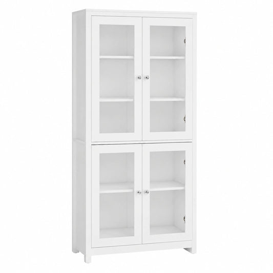 Armoire, en verre, coloris blanc, 80 x 33 x 190 cm, pour la chambre