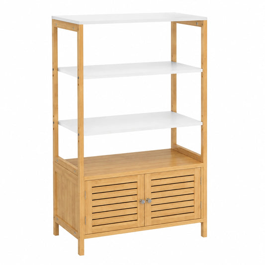 Armoire, avec rangement, avec étagères, avec portes, en bambou, coloris blanc, 70 x 30 x 120 cm, pour la chambre
