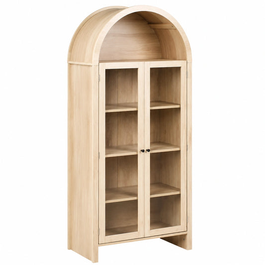 Armoire, avec étagères, en panneaux de bois et verre, coloris marron, pour la chambre