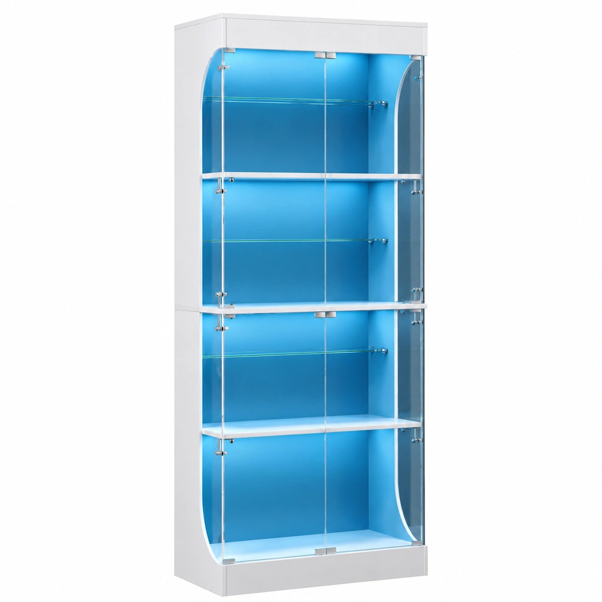 Bureau, en verre, avec rangement, avec portes, coloris blanc, pour l’espace de travail