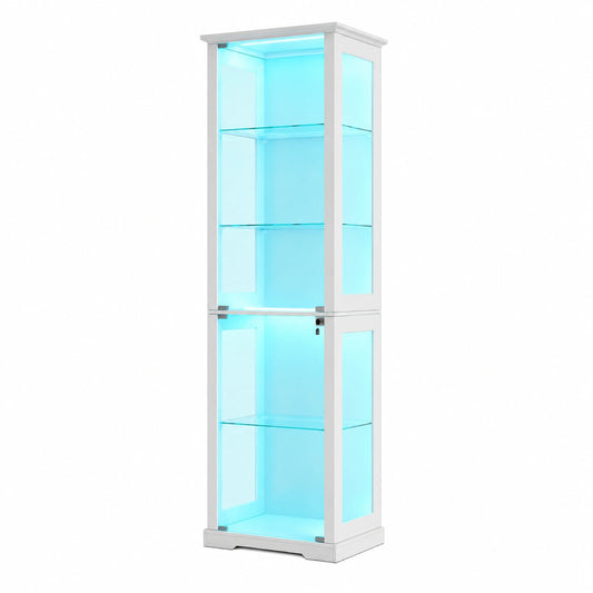 Meuble polyvalent, en verre, coloris blanc, pour les espaces de vie