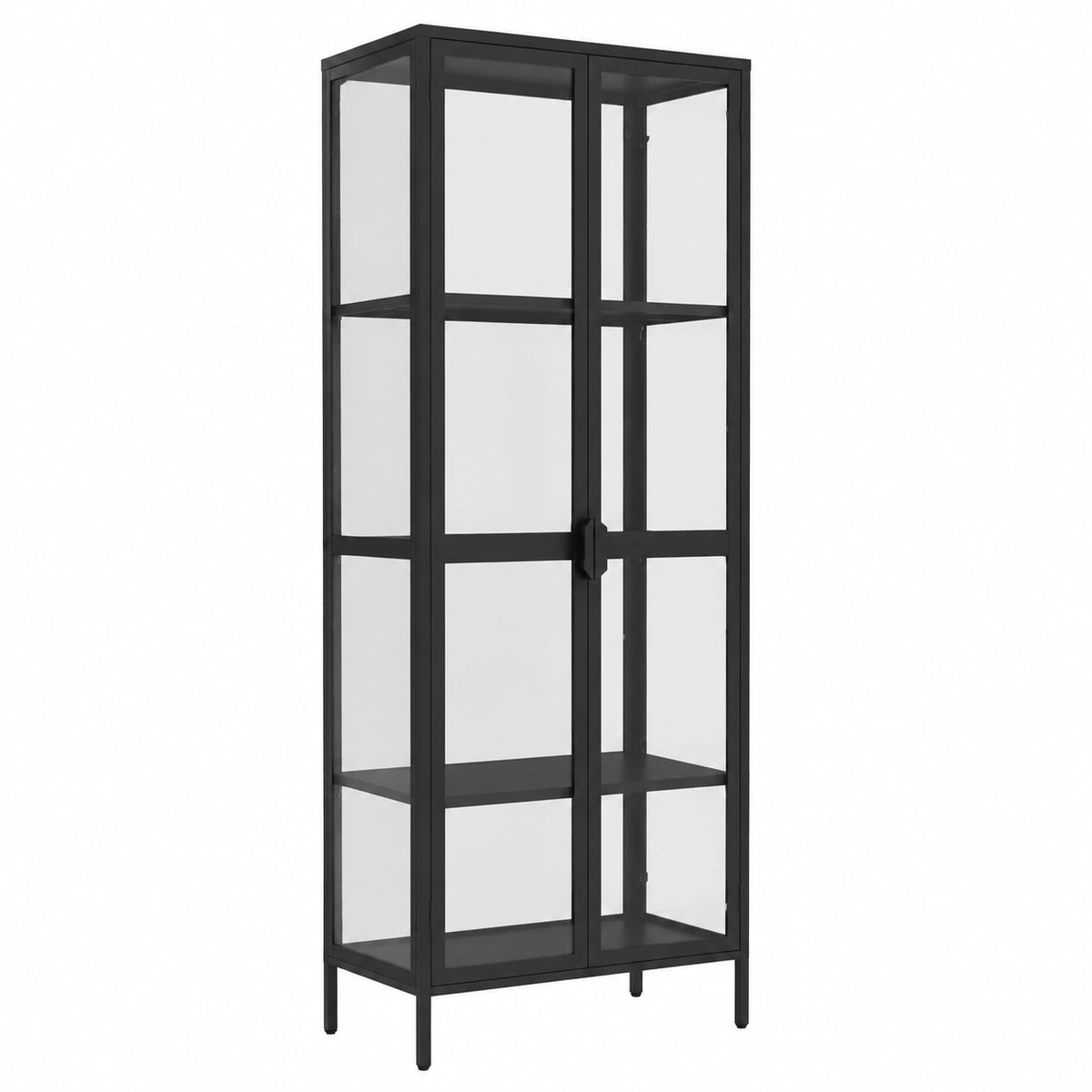 Meuble polyvalent, en acier et verre, coloris noir, pour les espaces de vie
